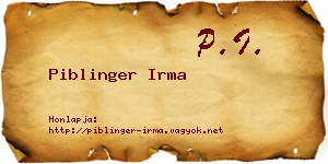 Piblinger Irma névjegykártya